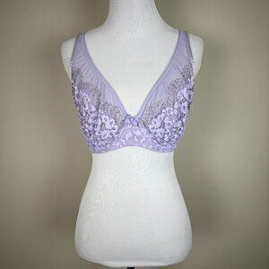 Victorias Secret Bra 34DD Purple Body By Victoria Unlined Demi Semi-Sheer Floral